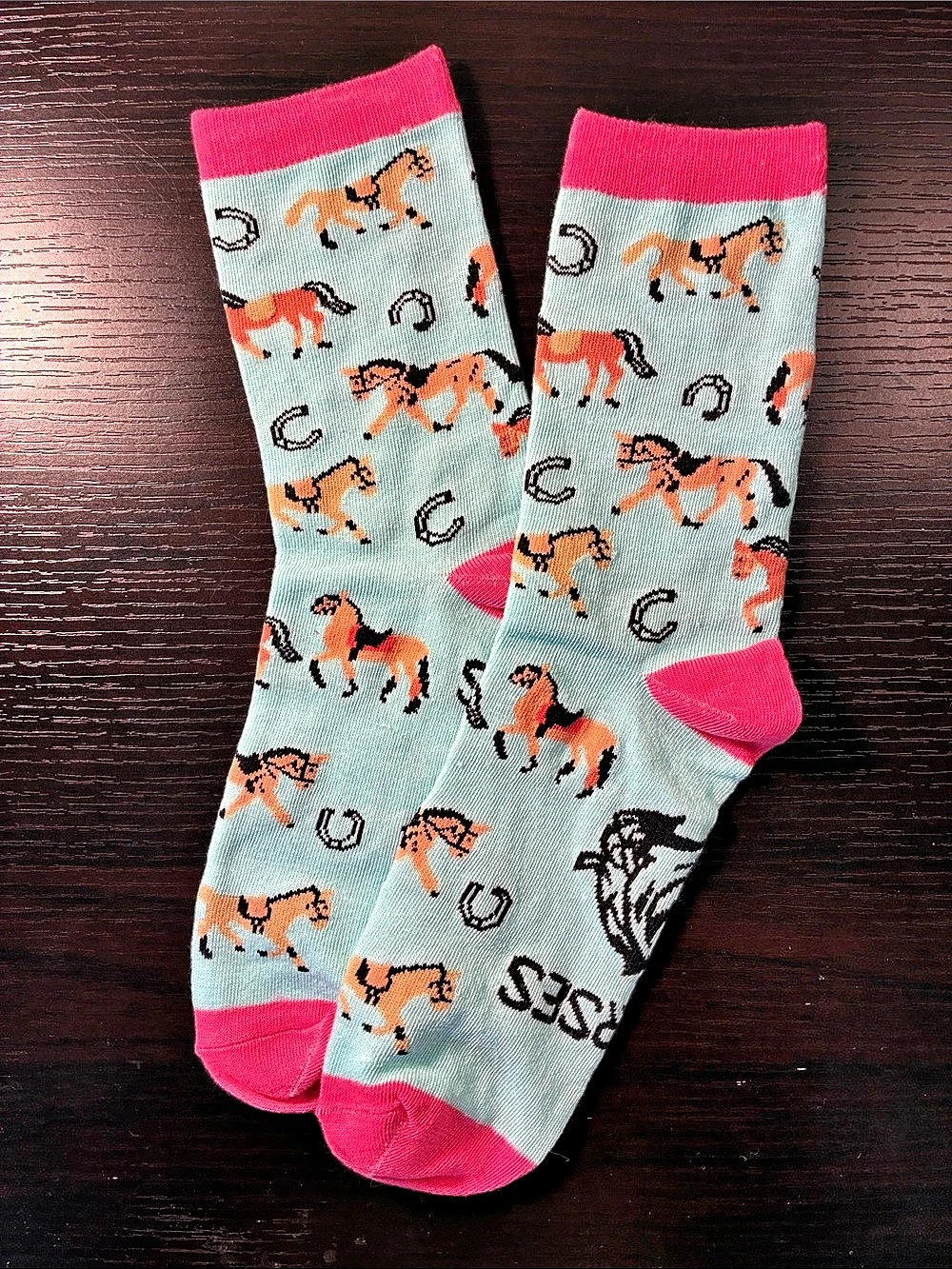 Horse Print Socks Blue & Pink NWT